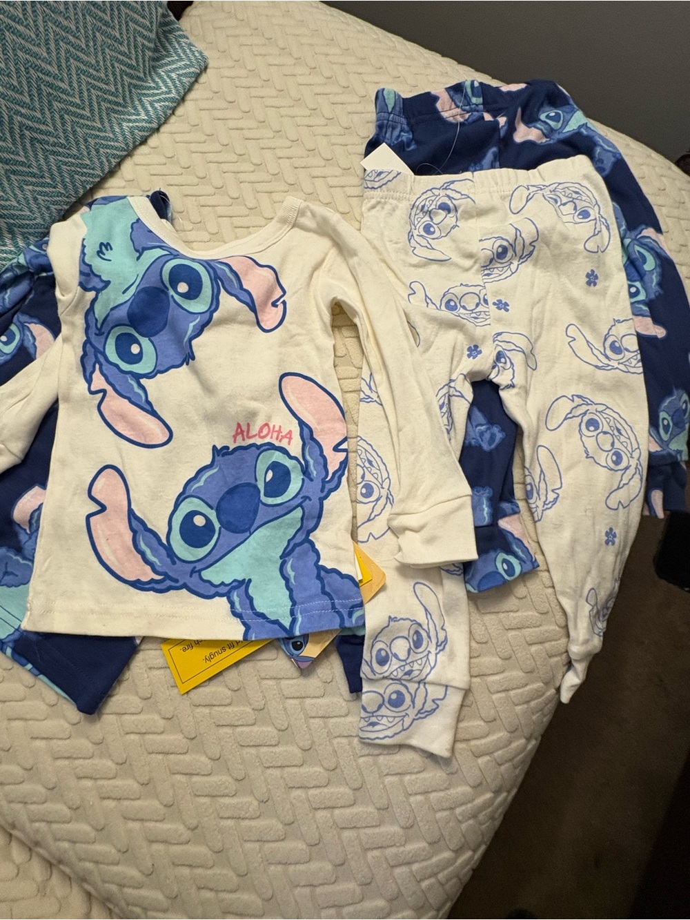 Kids Stitch Aloha Pajama 2 Set Bundle - Blue & White (2T) New